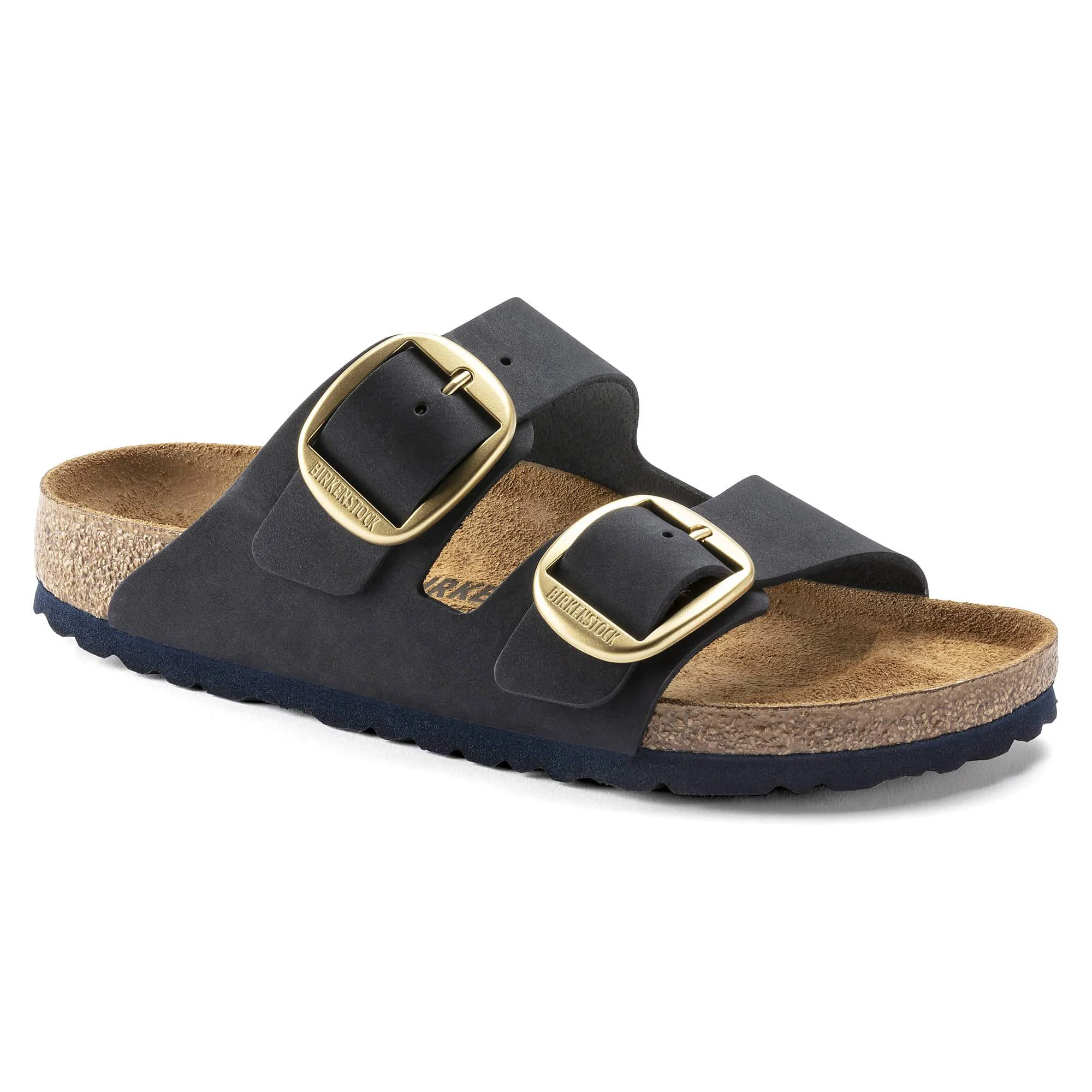 Flexible Birkenstock Arizona Big Buckle Nubuck Leather Midnight Sandals Traditional