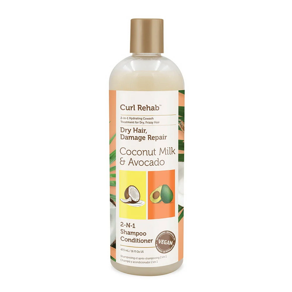Excellent Curl Rehab Dry Hair and Damage Repair 2 in 1 Shampoo Plus Conditioner 16 Oz Lightweight
