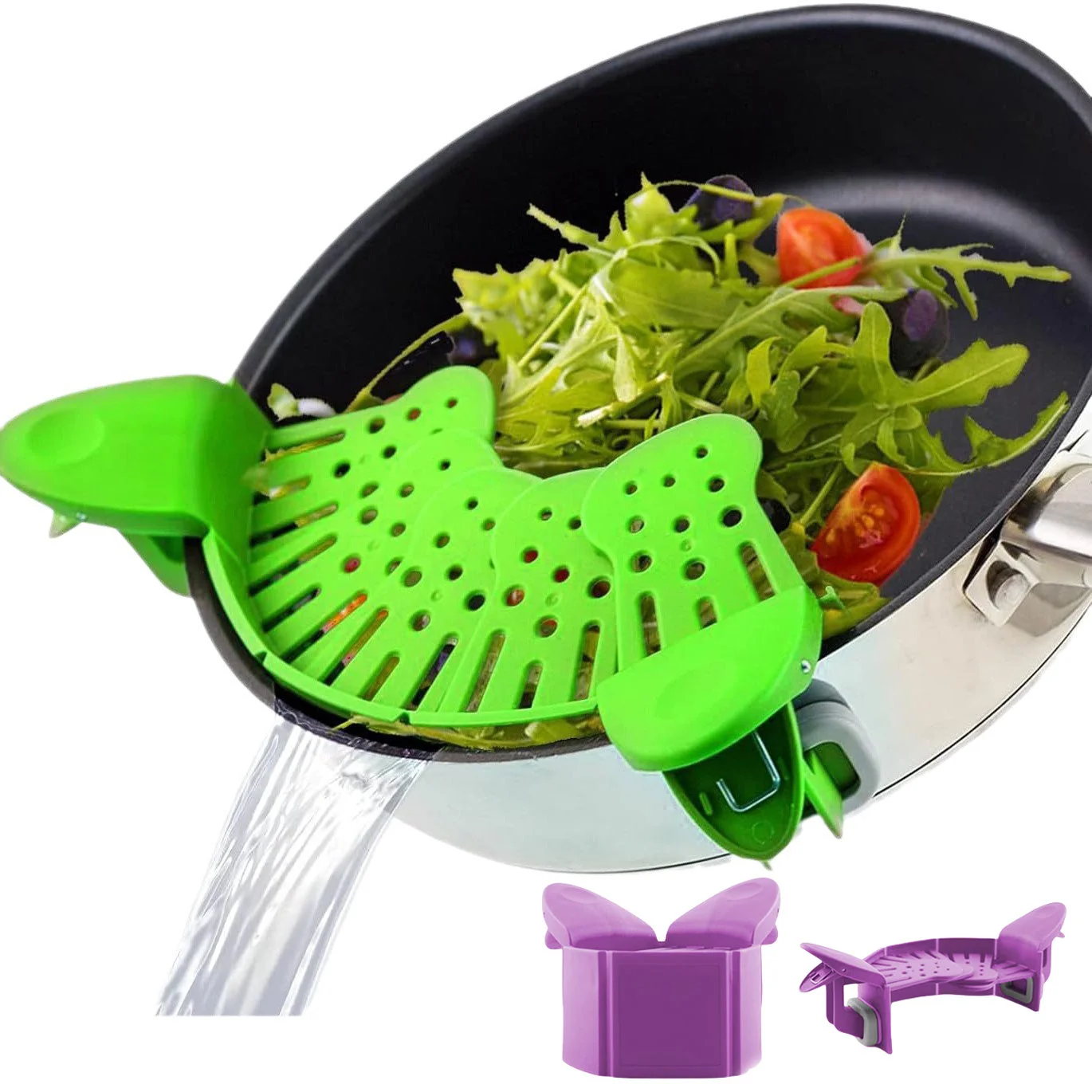 Secure 🍝 Universal Silicone Clip-On Pot Strainer Durable
