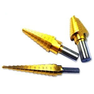 Relaxed 3 Piece Titanium Step Stepped Down Variable Size Steel Drill Bit Unibit Tool Set Innovative