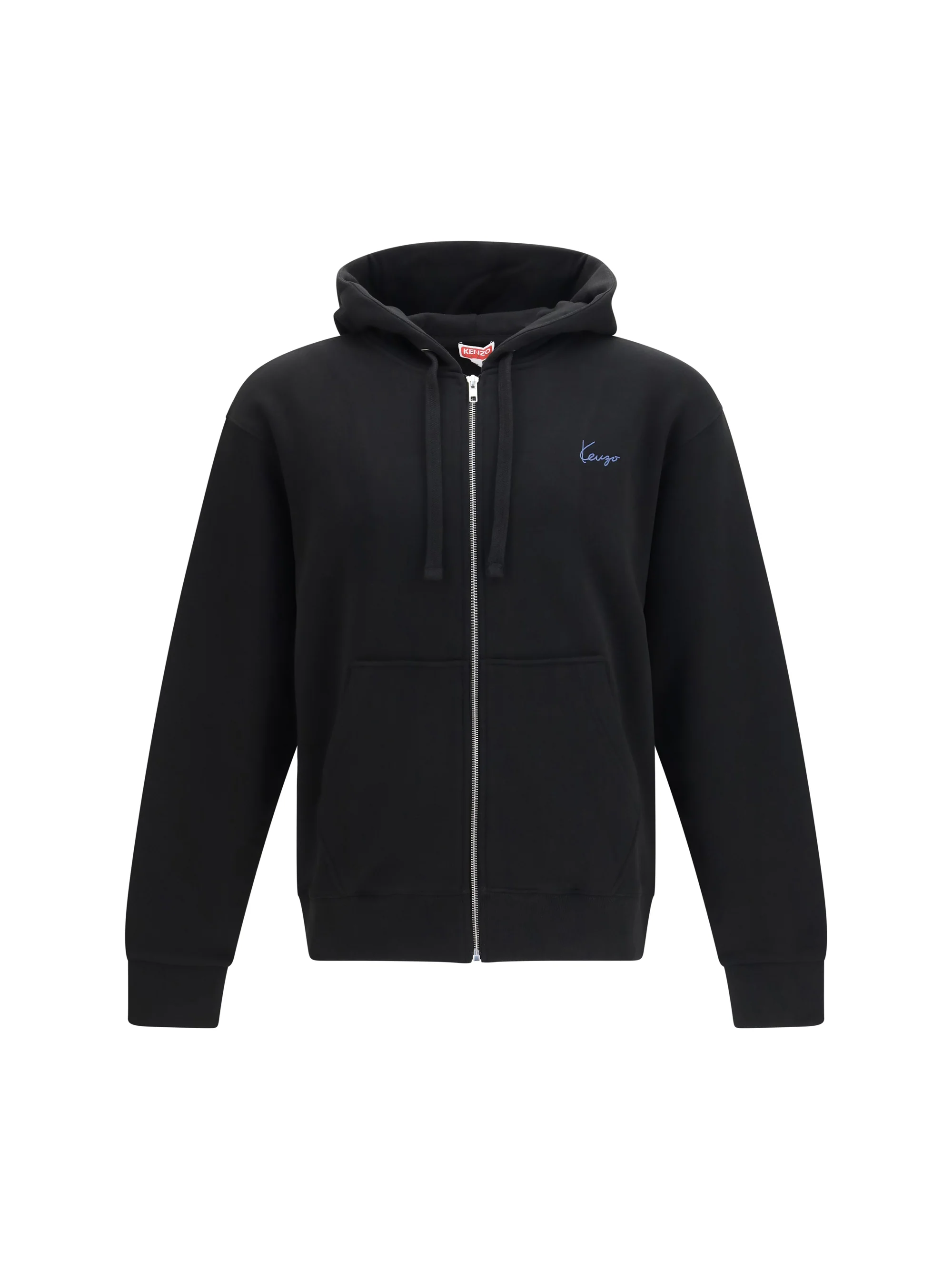 Smooth Hoodie Signature Cotton Zip Black Contemporary