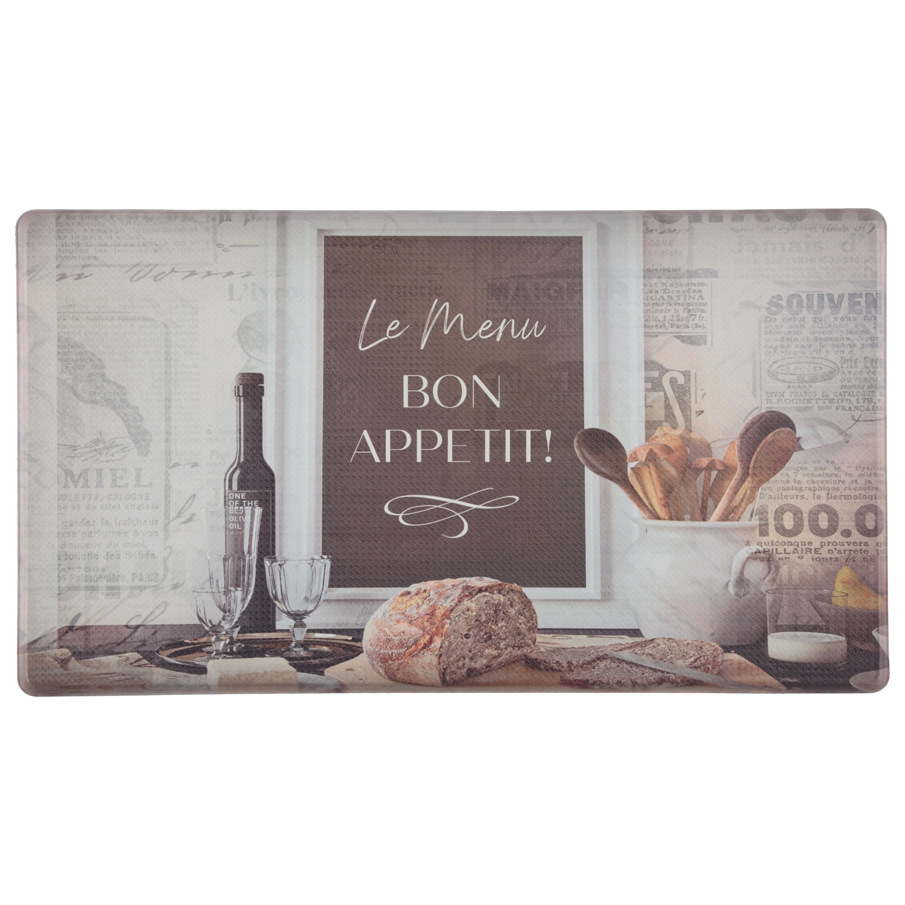 Smart Anti-fatigue Kitchen Mat ''Bon apetit'' - 2 Sizes Green