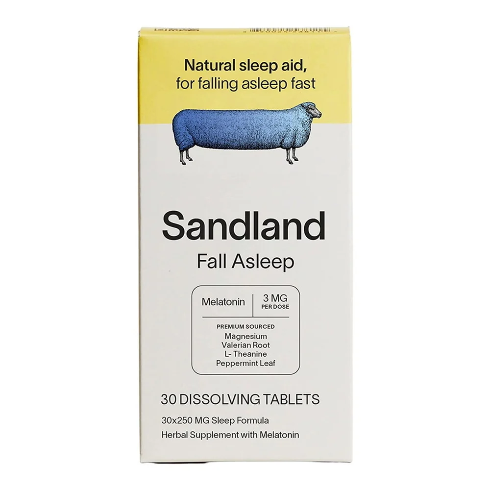 Eco-Friendly Sandland Fall Asleep Herbal Supplement with Melatonin Dissolving Tablets 30 Ea Luxury