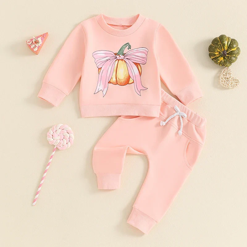 Classic Baby Toddler Girls 2Pcs Halloween Outfit Bow Pumpkin Print Long Sleeve Top and Elastic Pants SetSPECIFICATIONS Smooth