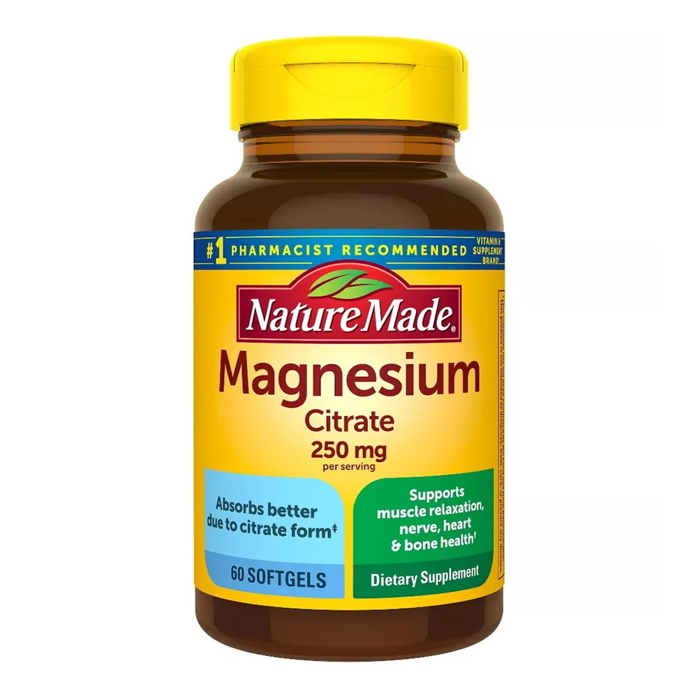 Durable Nature Made Magnesium Citrate 250Mg Muscle Bone and Heart Support Supplement 60 Ea Organic