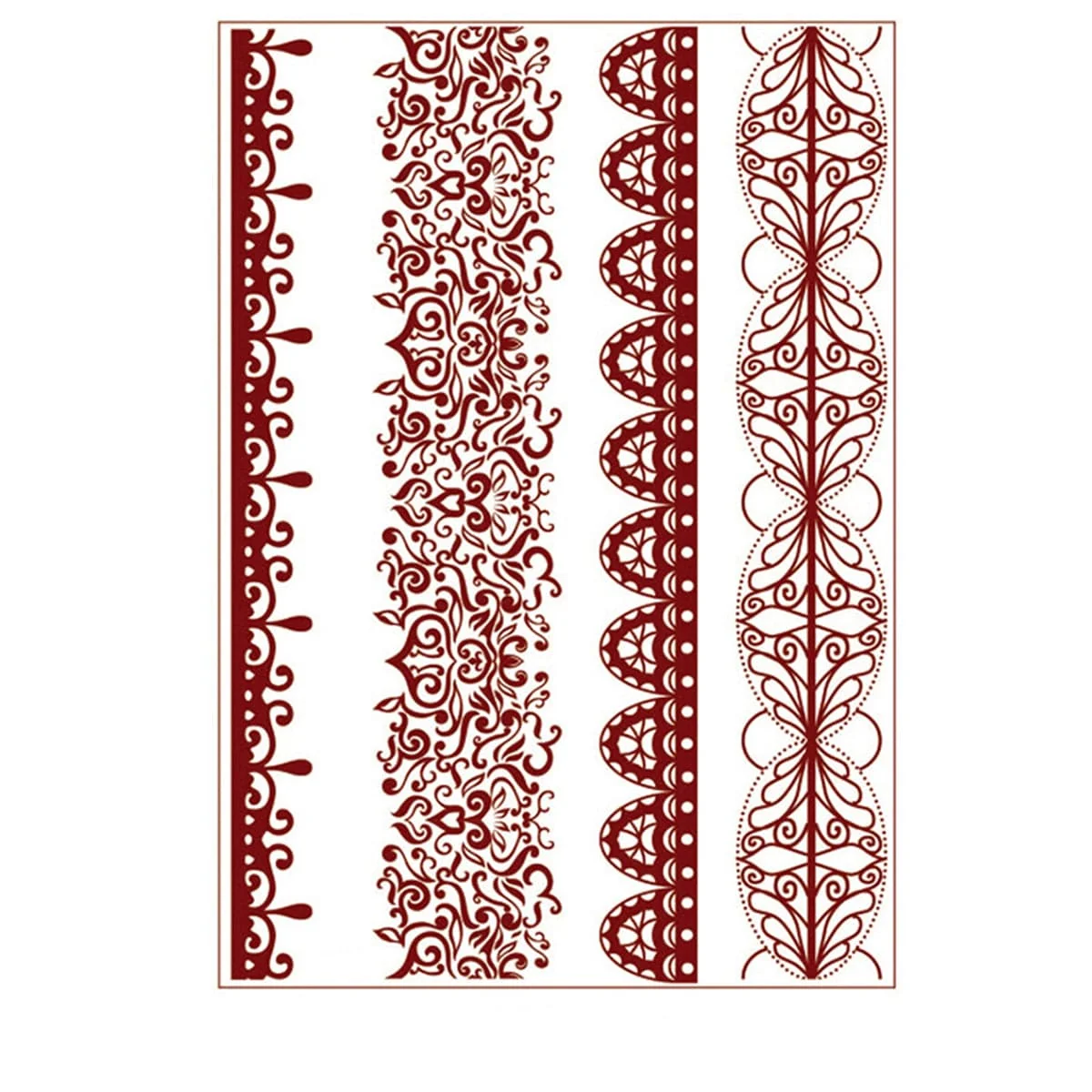 Refined Red Abstract Stripe Temporary Tattoo Set - 5 Pcs Crafted