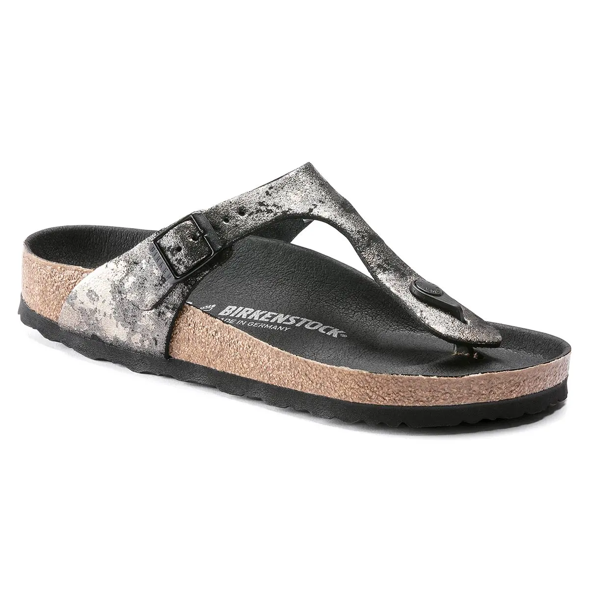 Easy-to-Use Birkenstock Gizeh Suede Leather Vintage Metallic Black Sandals Next-Generation
