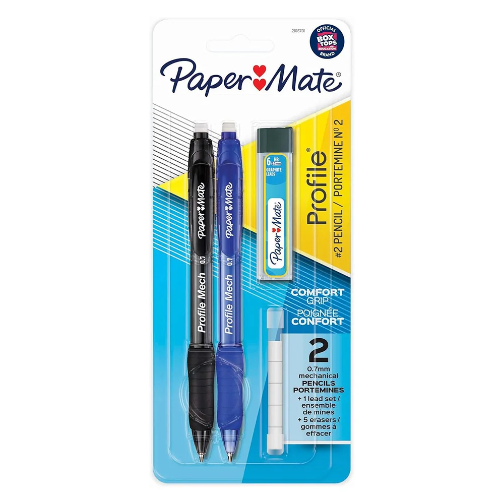 Certified Paper Mate Profile Mech Mechanical Pencil Set 0.7mm Pencil Lead with Refill and Eraser 2Ea Outstanding