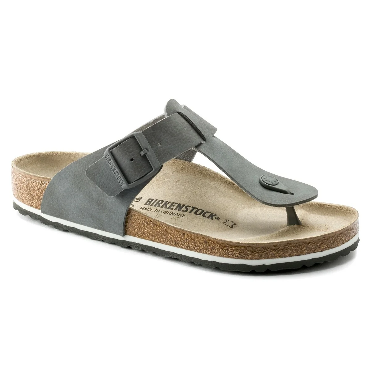 Verified Birkenstock Medina Birko-Flor Leather Desert Soil Grey Sandals Top-Quality