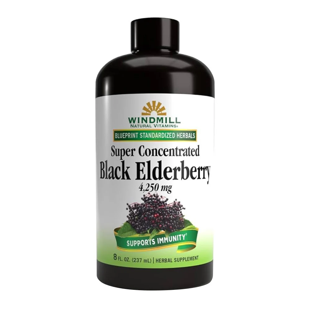 Minimalist Windmill Natural Vitamins Super Concentrated Black Elderberry 8 OZ Expertly Made