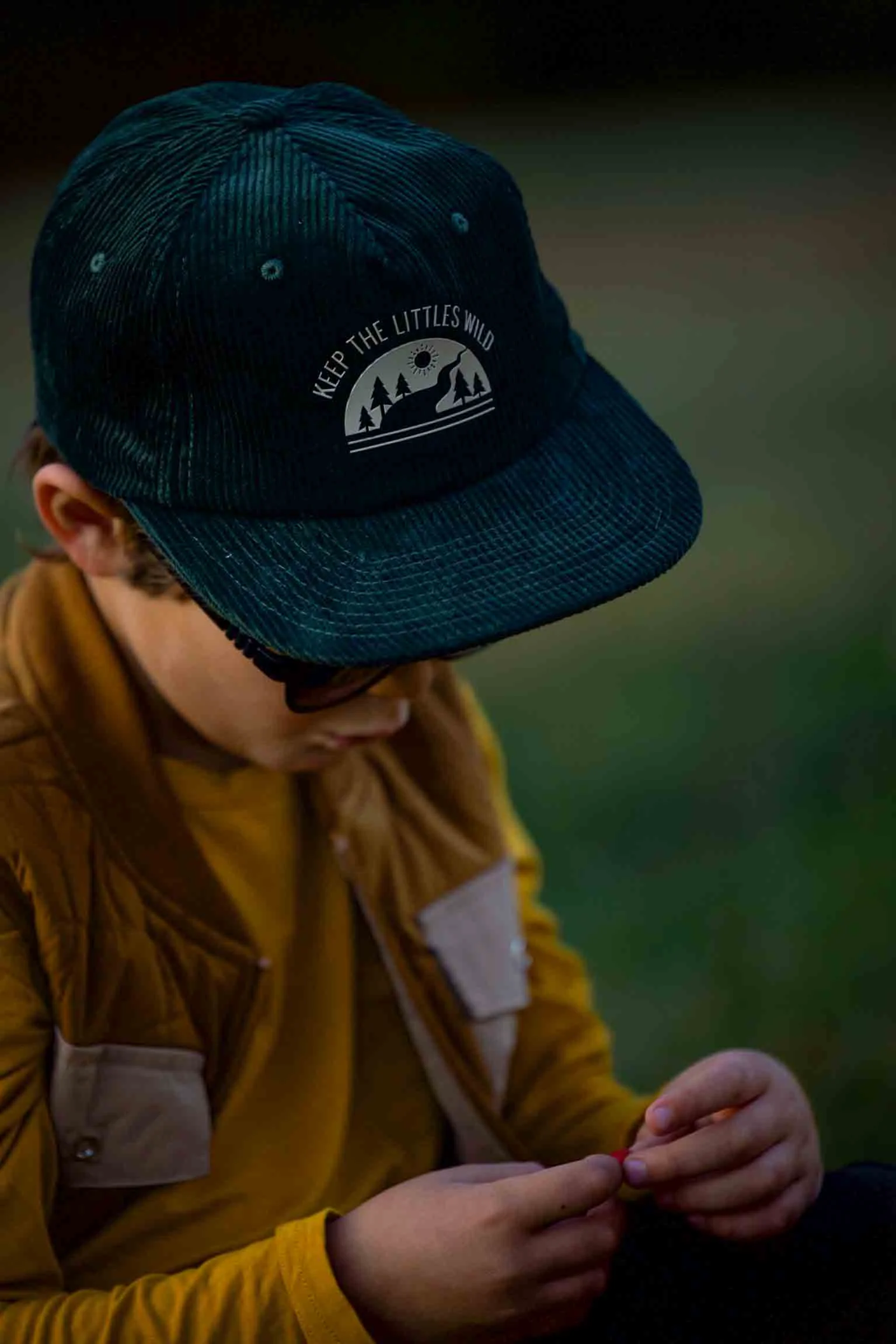 Sustainable Green Rivers corduroy SnapBack hat for toddlers and youth First-Class