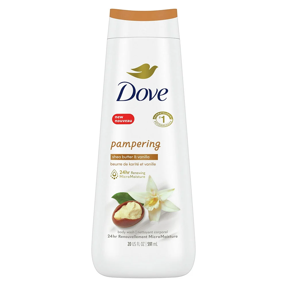 Contemporary Dove Pampering Shea Butter and Warm Vanilla Liquid Body Wash 20 Oz Fine