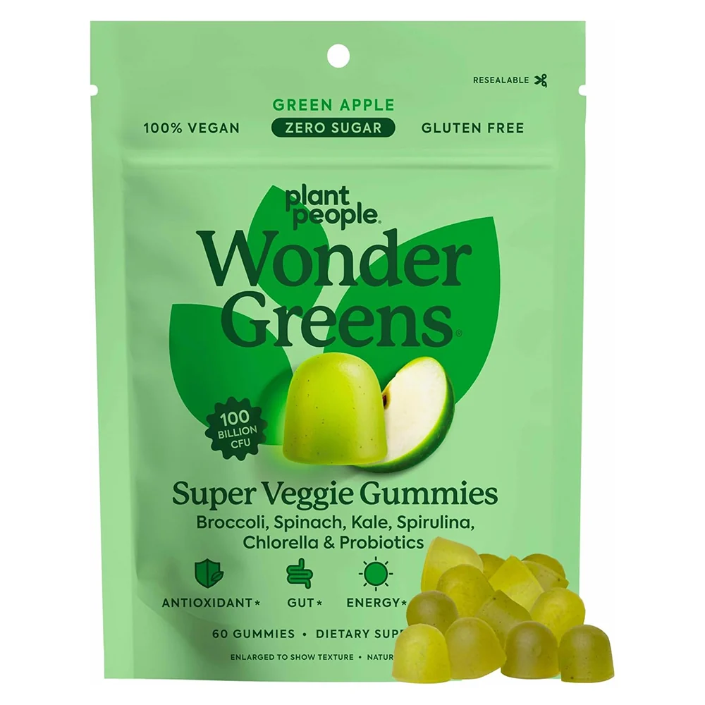 Classic Plant People Wonder Greens Super Veggie Gummies Support Energy Immune and Gut Health 60Ea Selected