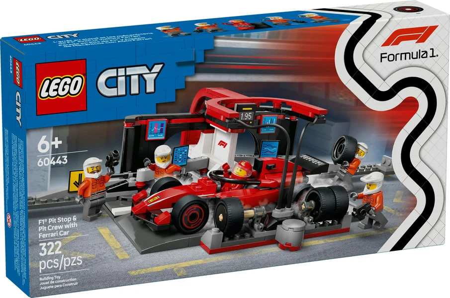 Solid City F1 Pit Stop Crew with Ferrari Car Minimalist