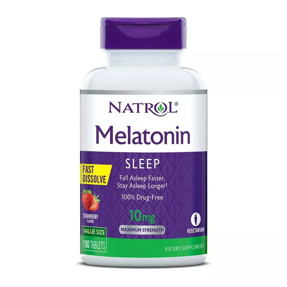 Modern Natrol Melatonin 10Mg Maximum Strength Fast Dissolve Sleep Aid Tablets Strawberry 100 Ea Crafted