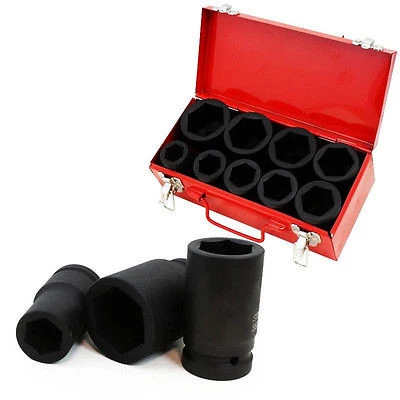Reusable 10 Piece 1 Big Axle Drive Impact Shallow Socket Wrench Nut Set Superior