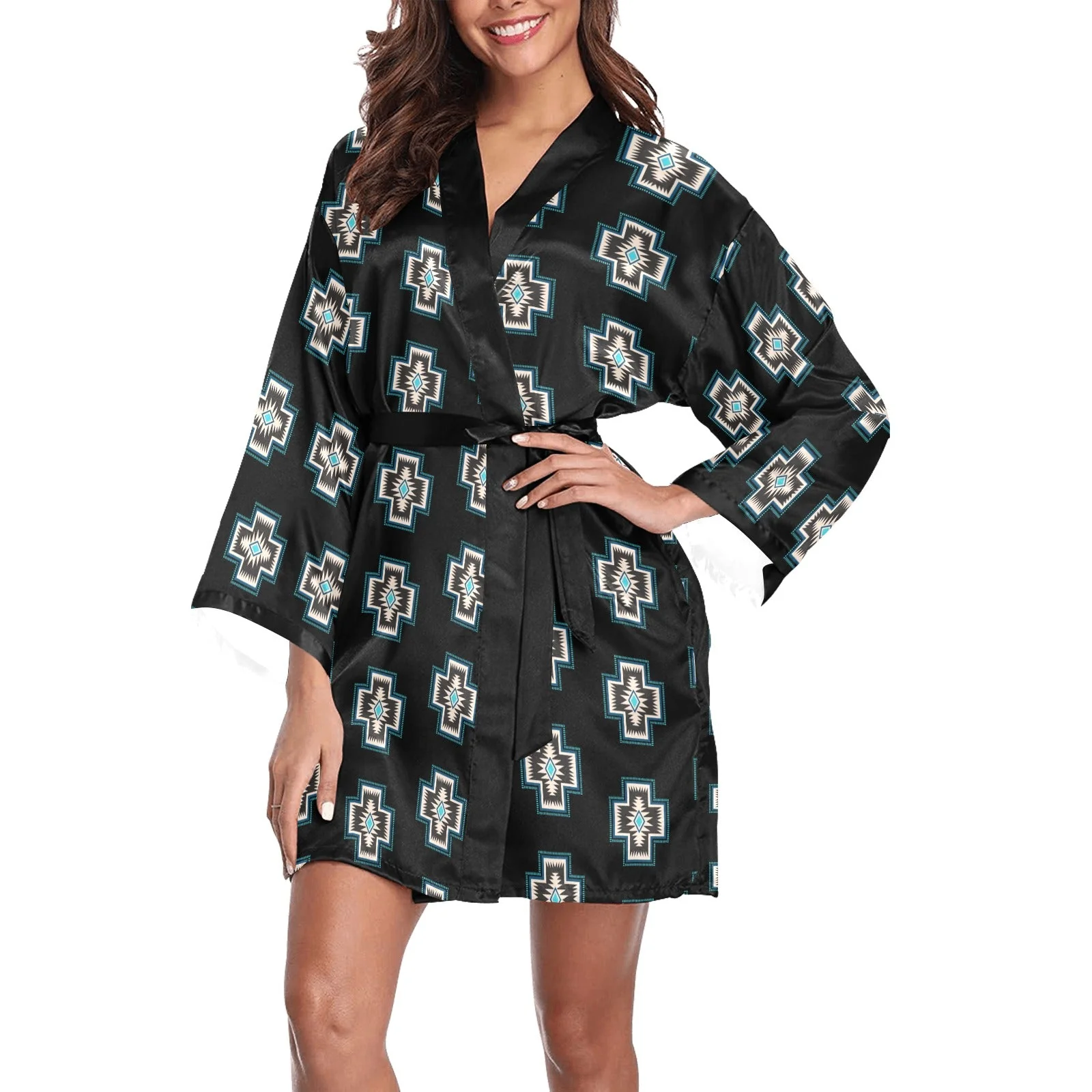 Eco-Friendly Southwestern Cross Women's Lounge Kimono Robe Artisan