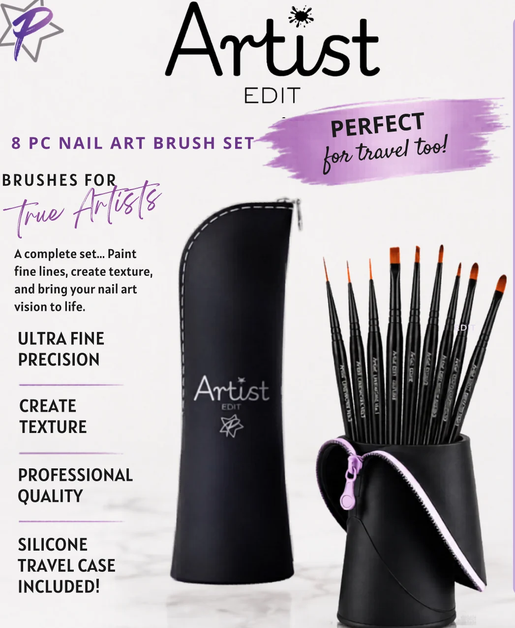 Healthy Artist Edit Brush Collection - 8 Piece with Case Prestigious