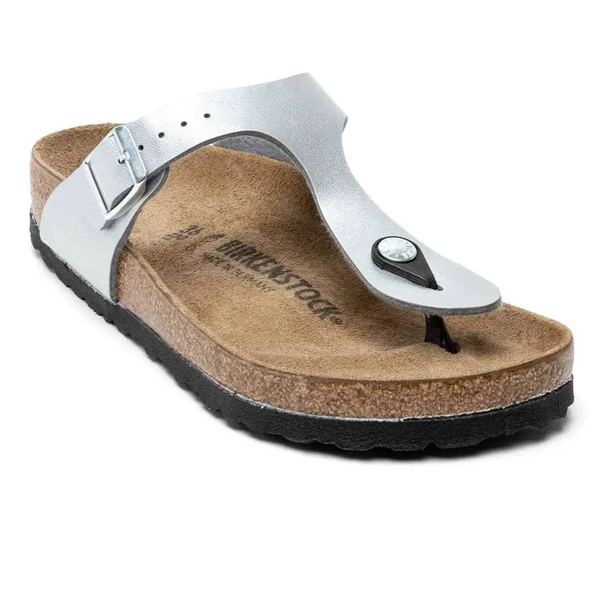 Elite Birkenstock Gizeh Birko-Flor Silver Sandals Functional
