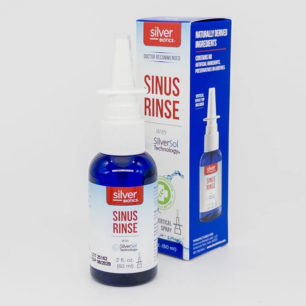Premium Material Silver Biotics Sinus Rinse Spray Breathe Clearly with SilverSol Technology 2Oz 60ml Green
