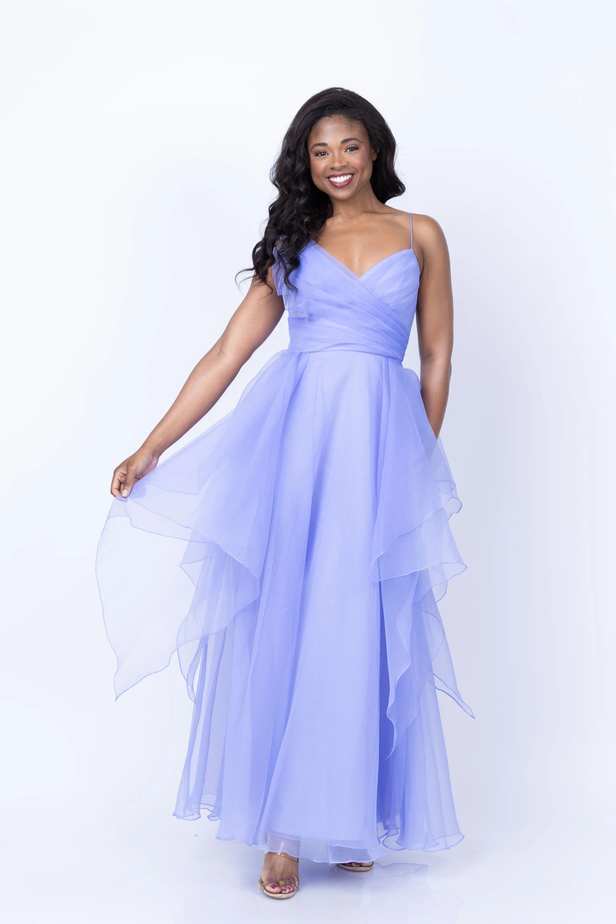 Dependable Theia Adessia Organza Gown in Deep Periwinkle Crafted