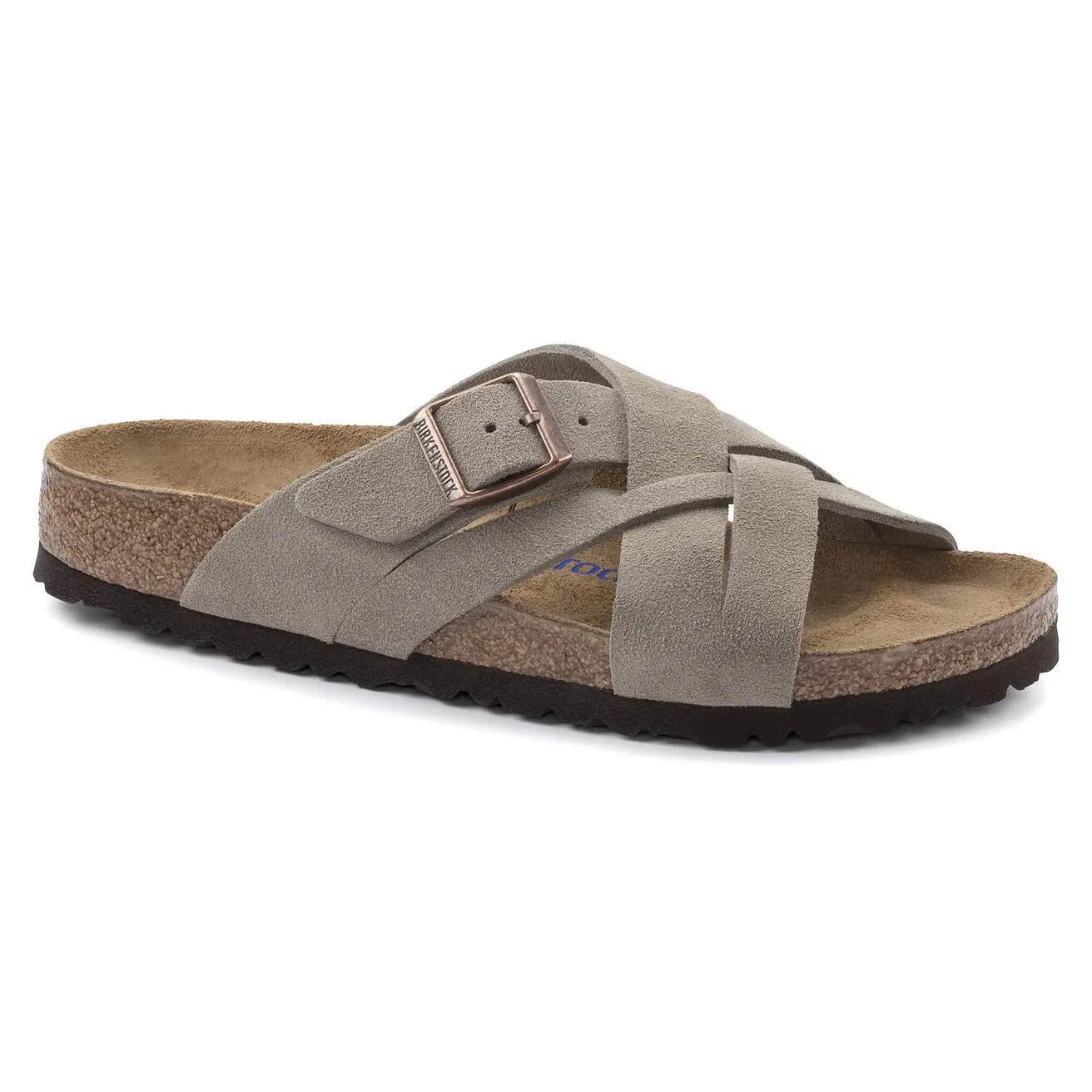 Birkenstock Unisex Lugano Soft Footbed Suede Leather Taupe Traditional