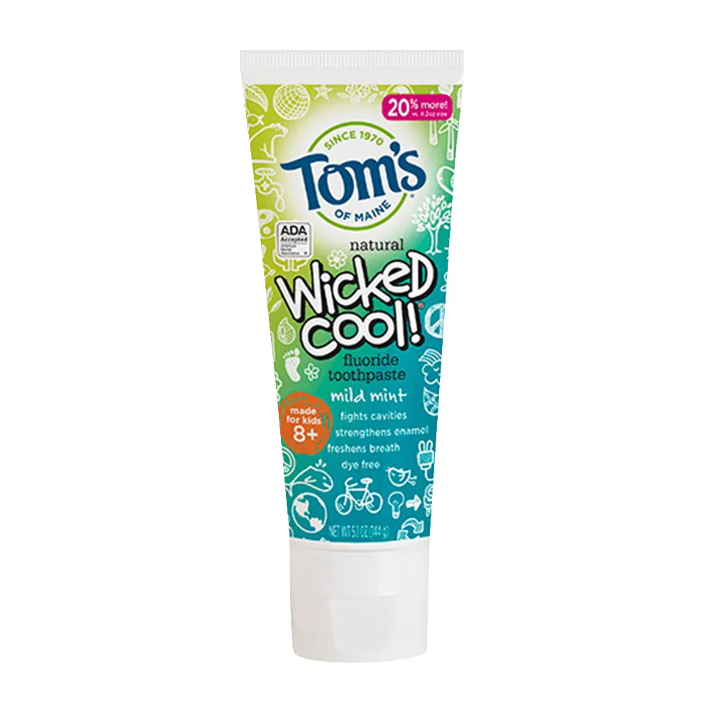Long-Lasting Toms of Maine Natural Wicked Cool Fluoride Childrens Toothpaste Mild Mint 4.2 Oz Effective