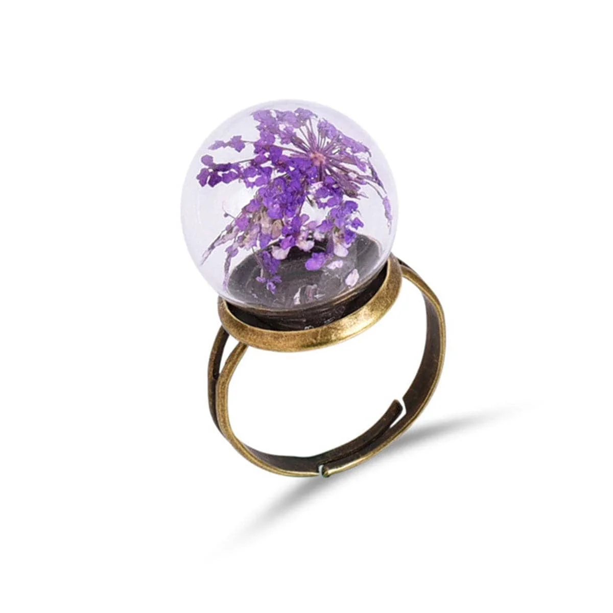Responsible Light Purple Gypsophila Crystal Blossom Dome Ring Fine