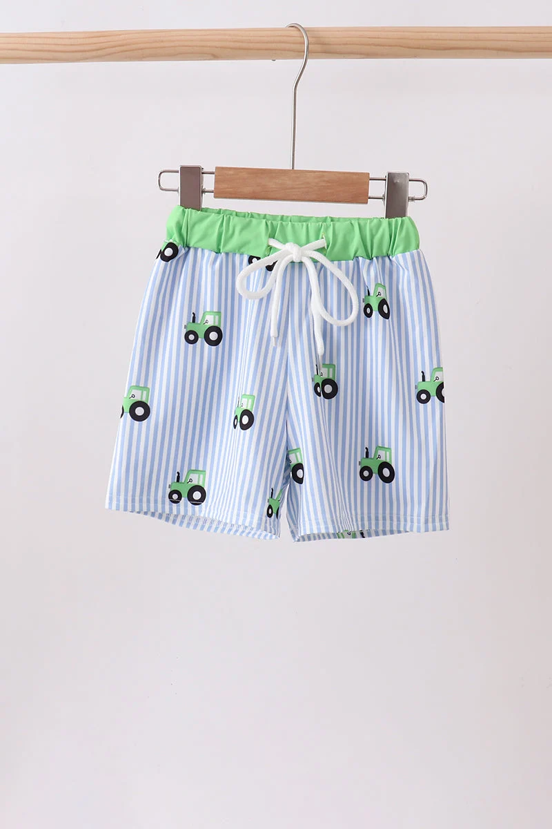 Genuine Blue Tractor Stripe UPF Swim Trunks Prestigious