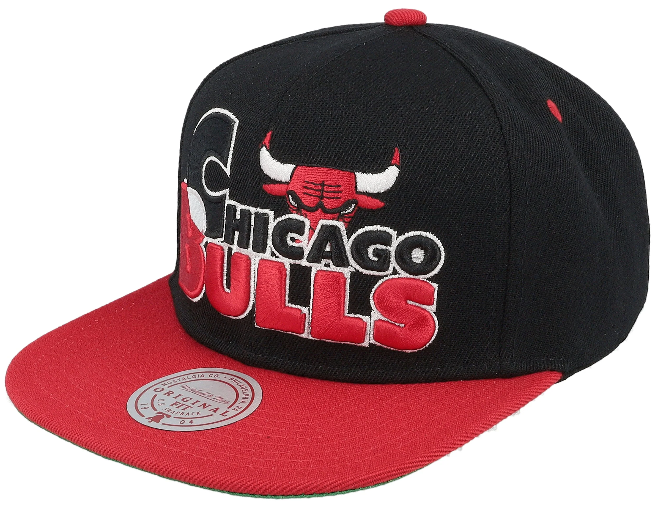 Environmentally Friendly Mitchell Ness Men's NBA Text Stack 1 Snapback Bulls Snapback Caps Recyclable