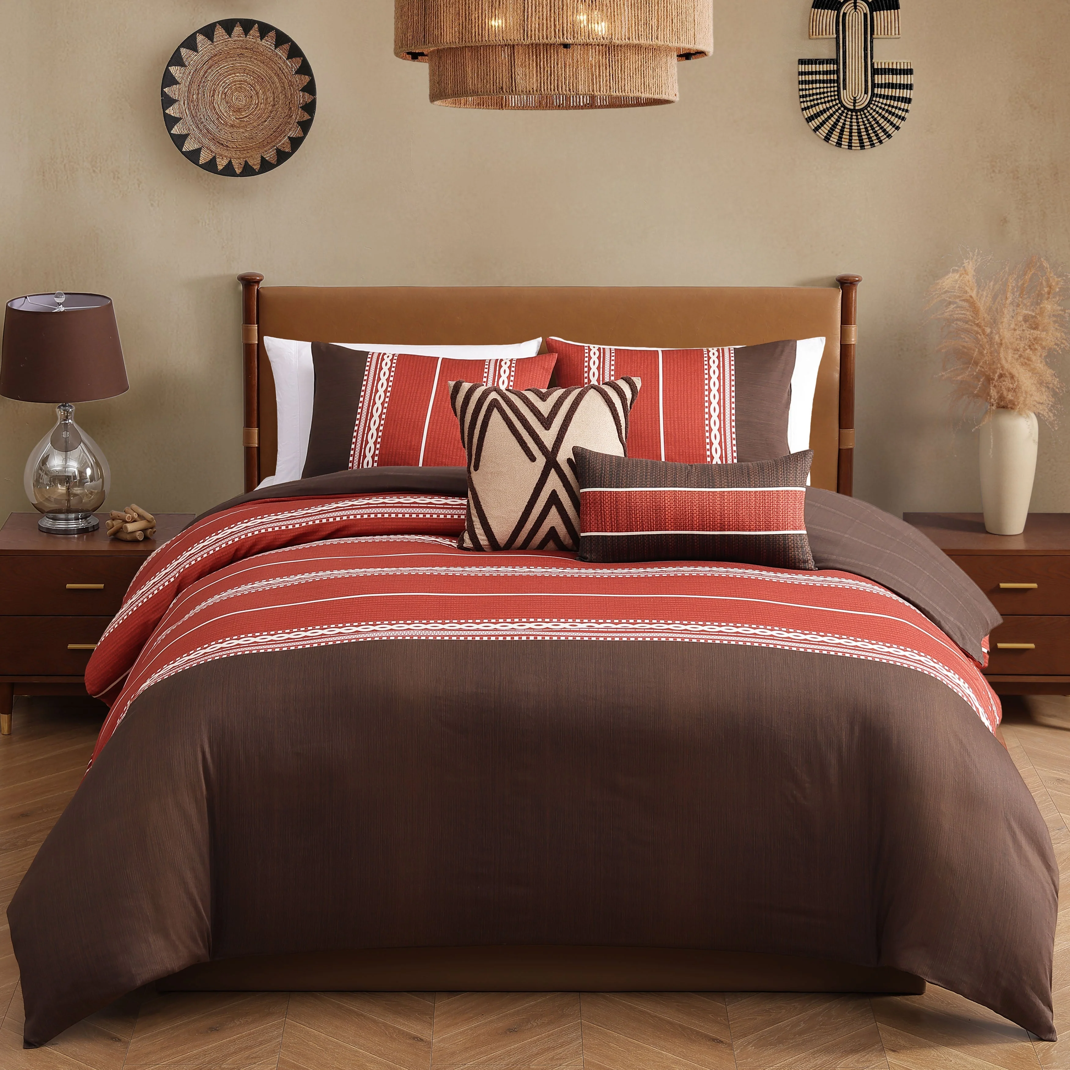 Elegant Bebejan Terra Spice 5 Piece Reversible Comforter Set Solid
