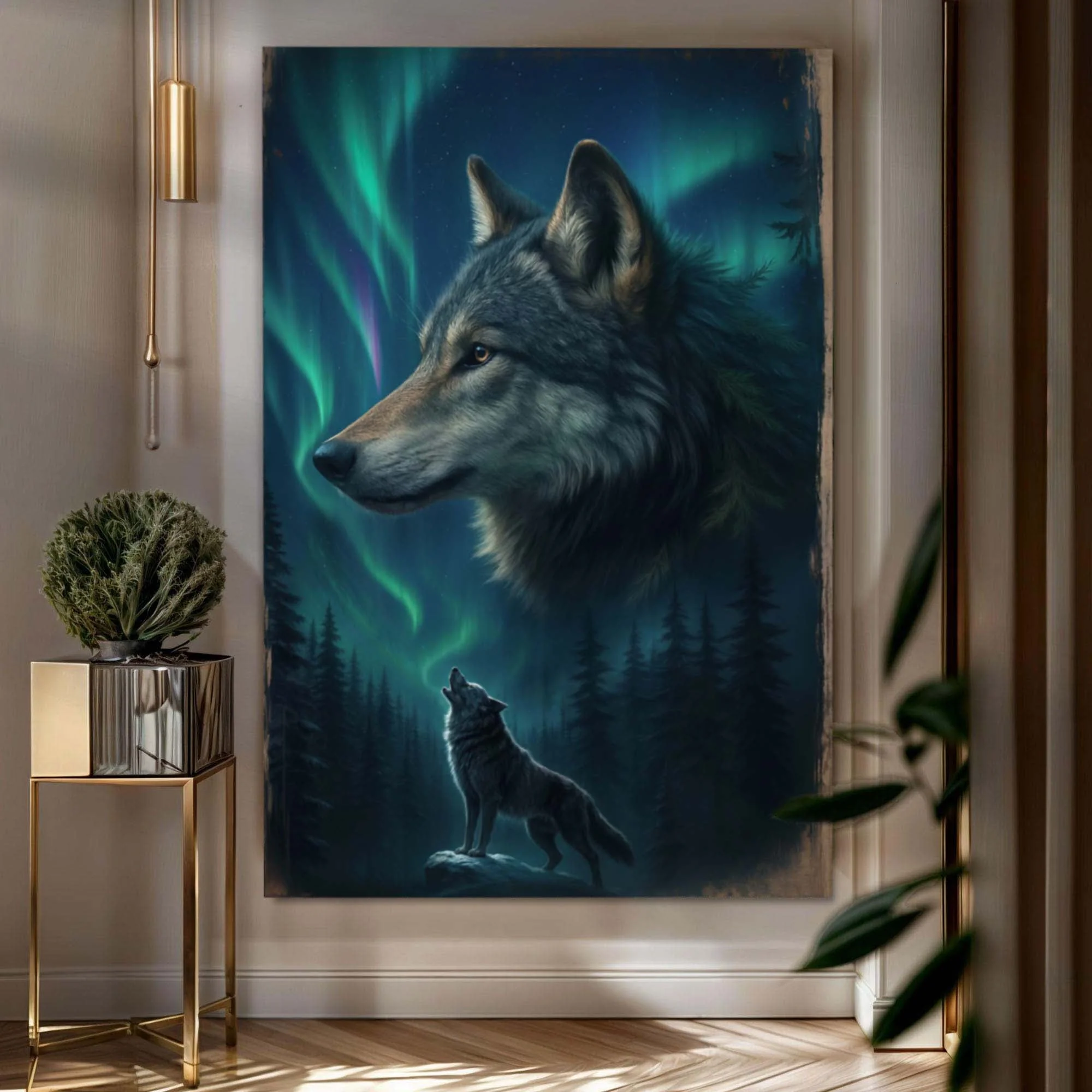 Sophisticated Wolf Double Exposure Wall Art IV Premium Material