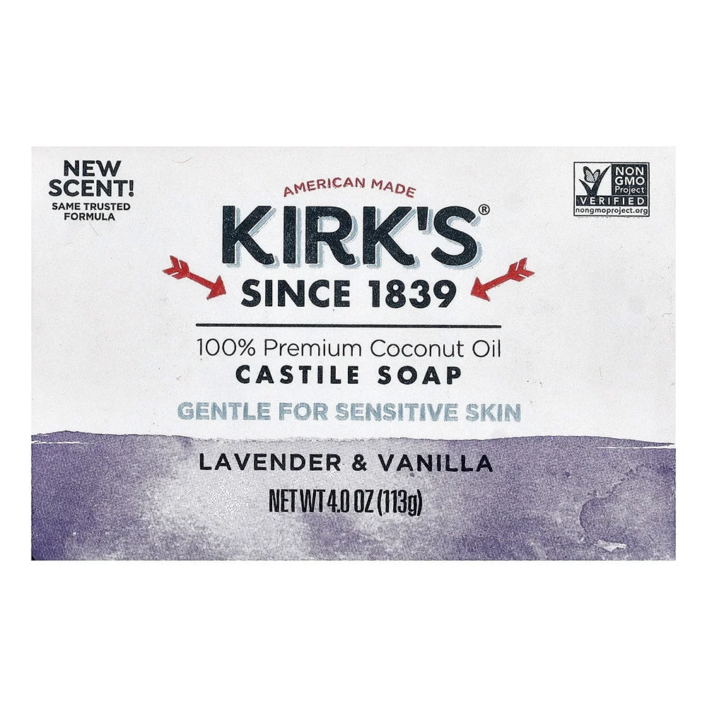Reliable Kirks Castile Bar Soap for Sensitive Skin Lavender and Vanilla Scent 4Oz 113g Casual