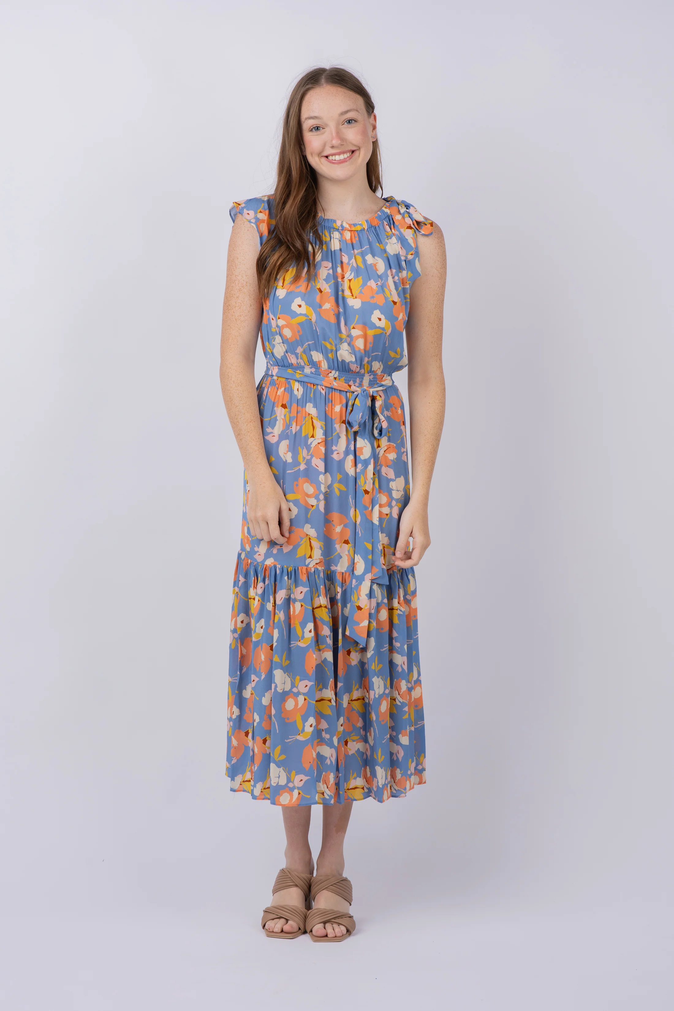 Artisan Shoshanna Peony Dress in Slate Blue Multi Reusable
