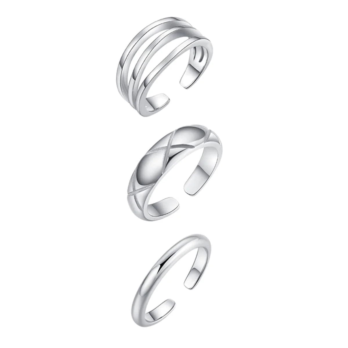 High-Performance Silvertone Split-Shank Adjustable Toe Ring Set Fast