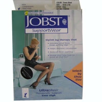 Lightweight Jobst Supportwear Ultra Sheer Knee High Stockings Mild Compression Medium Size 9.5-11 Classic Black - 1 Ea Enhanced