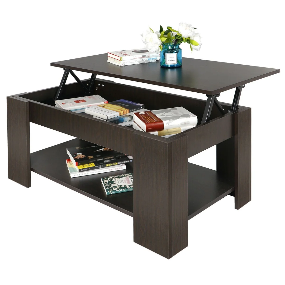 Practical Large Wooden Solid Pop Up Lifting Top Storage Coffee Table Expertly Made
