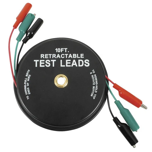 High-Quality 3 Wire 10 Feet Retractable Test Probe Leads 18 Gauge Alligator Clips in Reel Expertly Made