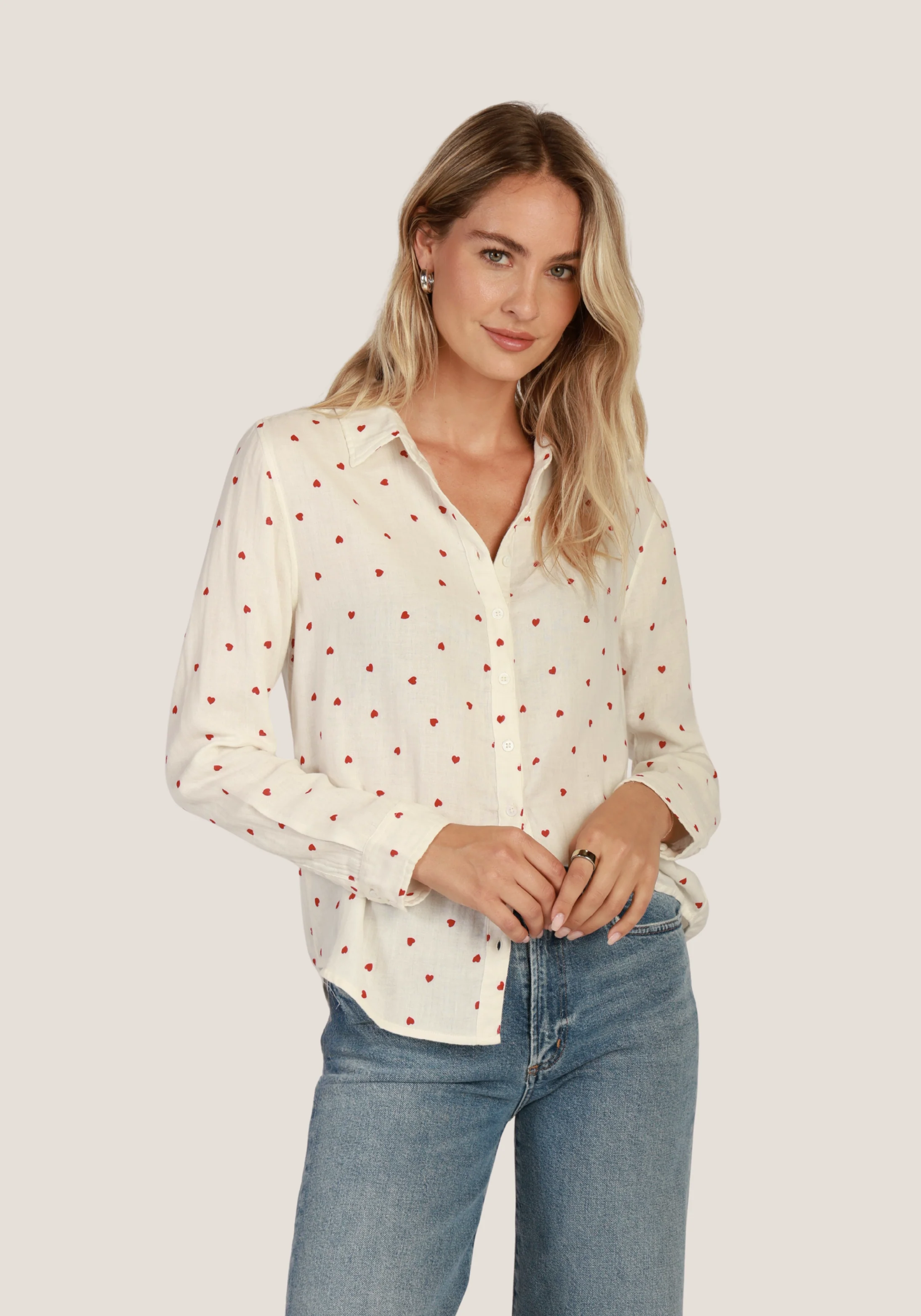 Certified True Grit Dylan Hearts Shirt in White Red Original