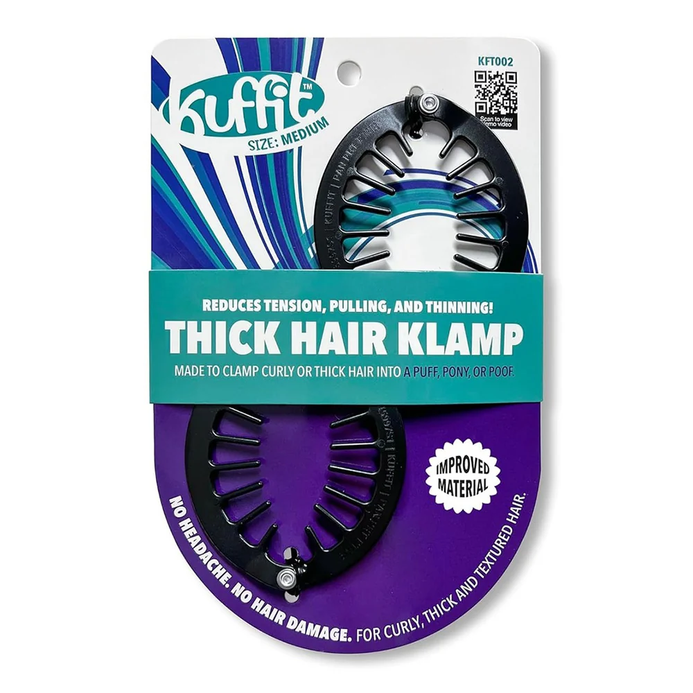 Healthy Kuffi Thick Hair Klamp Medium Size for Curly Thick and Textured Hair 2Ea Efficient