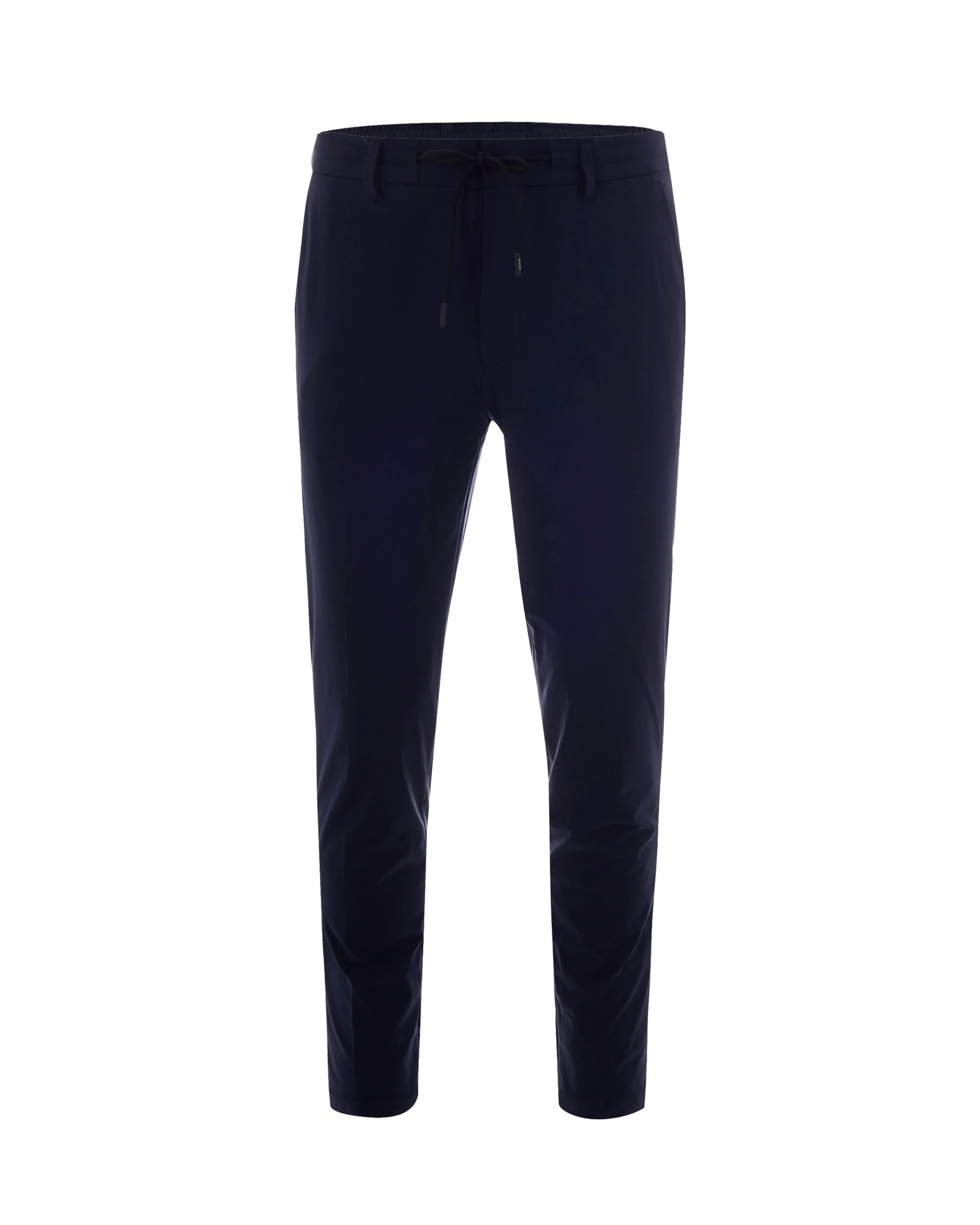 Elegant Trousers Slim Drawstring Dark Blue Functional