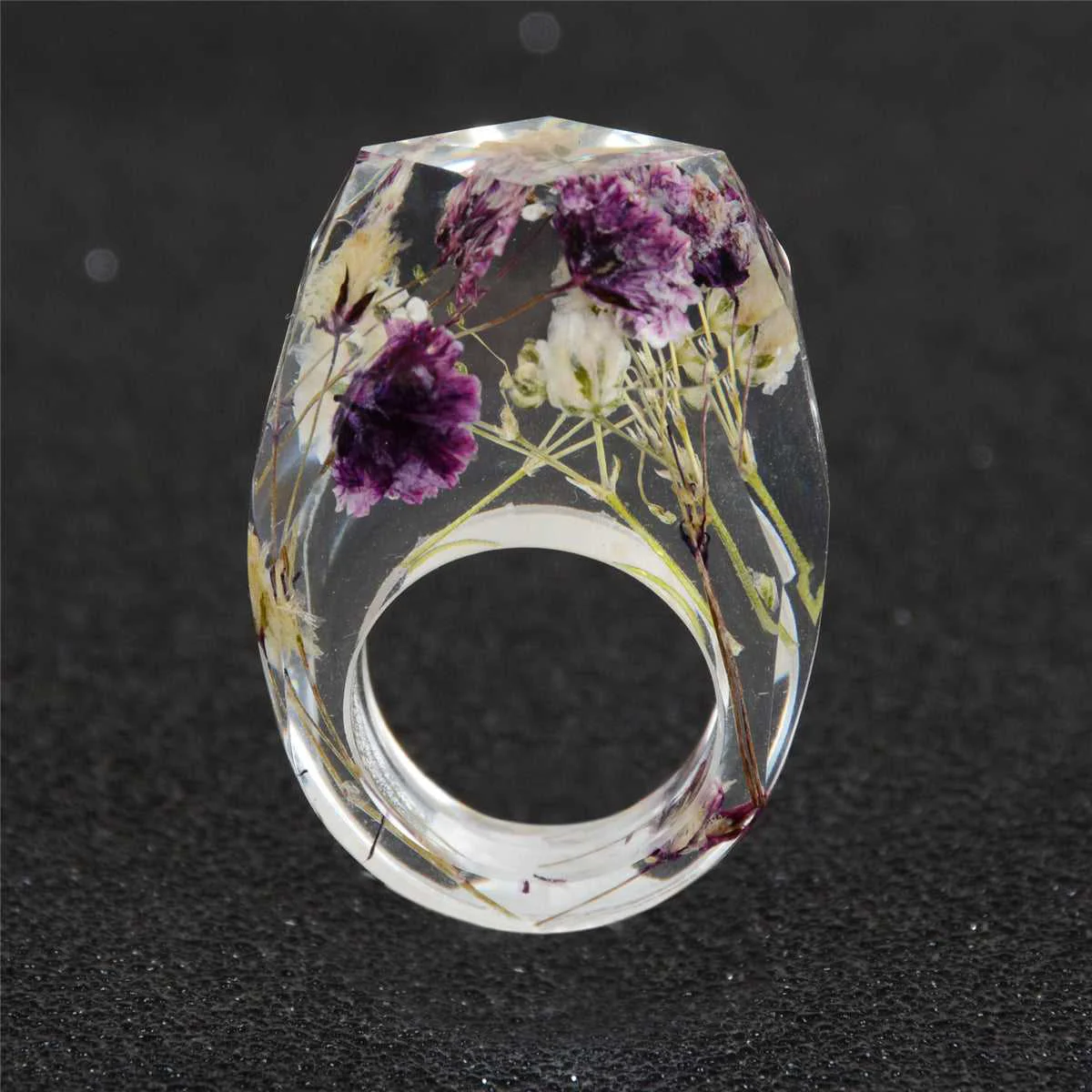 Verified Purple Off-White Dried Flower Ring Comfortable