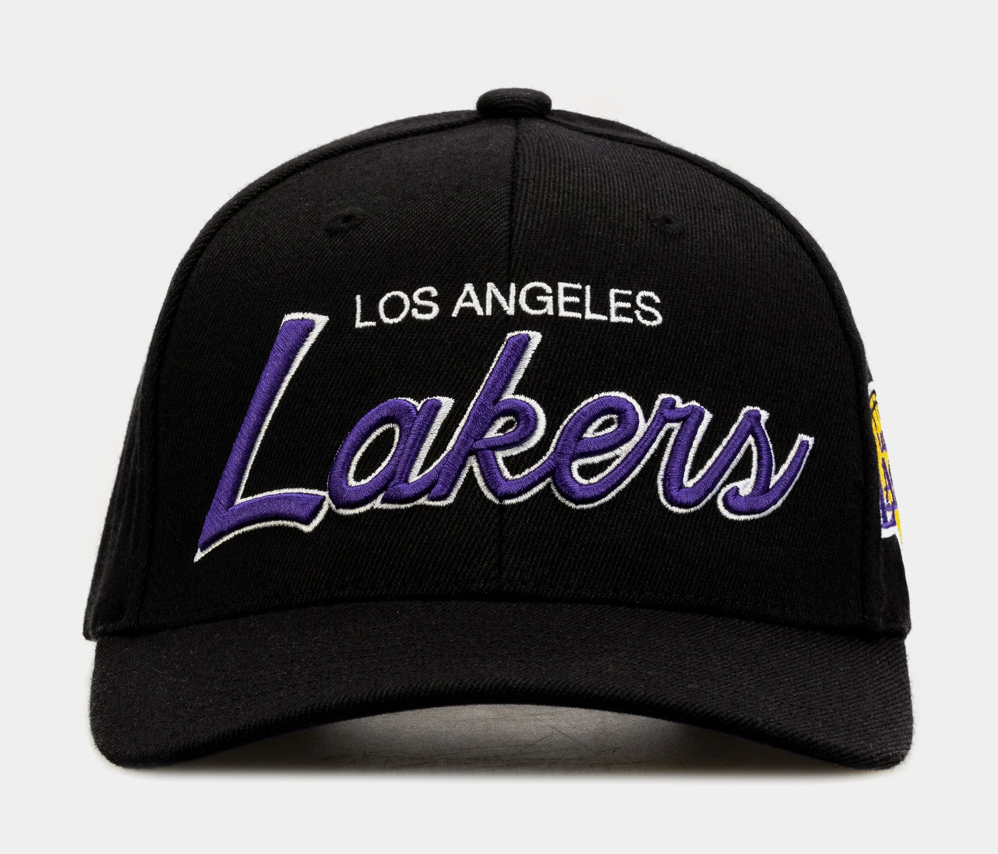 Enhanced Mitchell Ness Men's NBA Team Script 2.0 Stretch Snapback Lakers Snapback Caps Solid