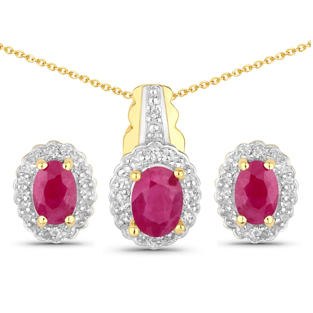 Artisan Sterling Silver Natural Ruby Jewelry Set Long-Lasting