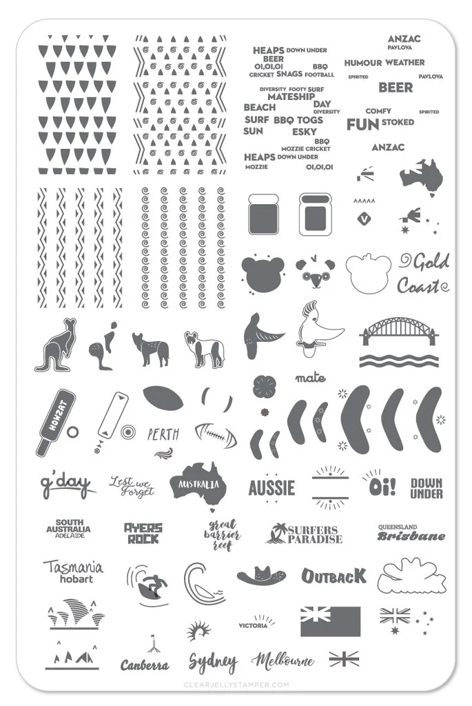 Classic Land Down Under CjS LC-28 - Clear Jelly Stamping Plate Secure