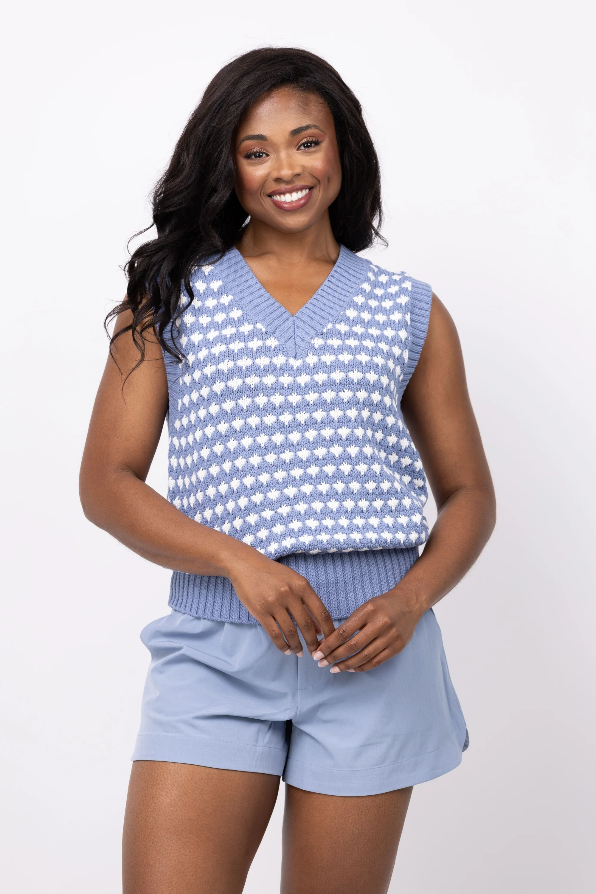 Effective Varley Antonella Knit Vest in Infinity Blue Consistent
