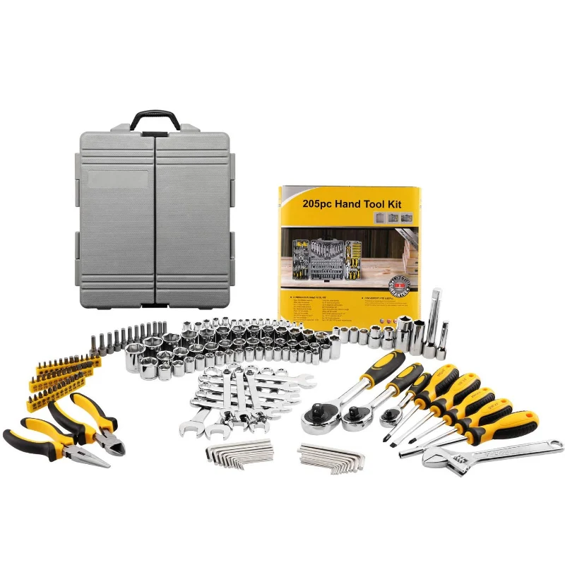 Enhanced Complete Car Mechanic Tool Box Set 205pcs Fine Crafted