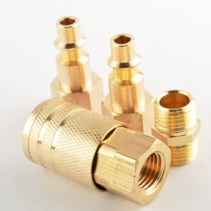 Elite 4 Piece Brass Air Tools Coupler Quick Disconnect Hose Connector Plug Fitting Set Original Design