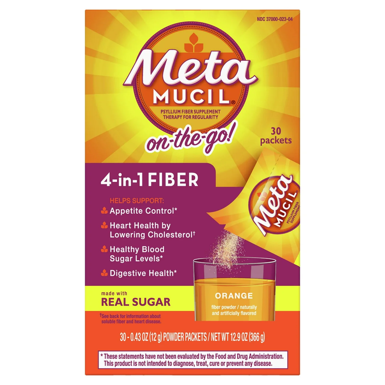 Artisan Metamucil Multi Health Fiber Singles Texture Powder Orange - 30 Ea Elite