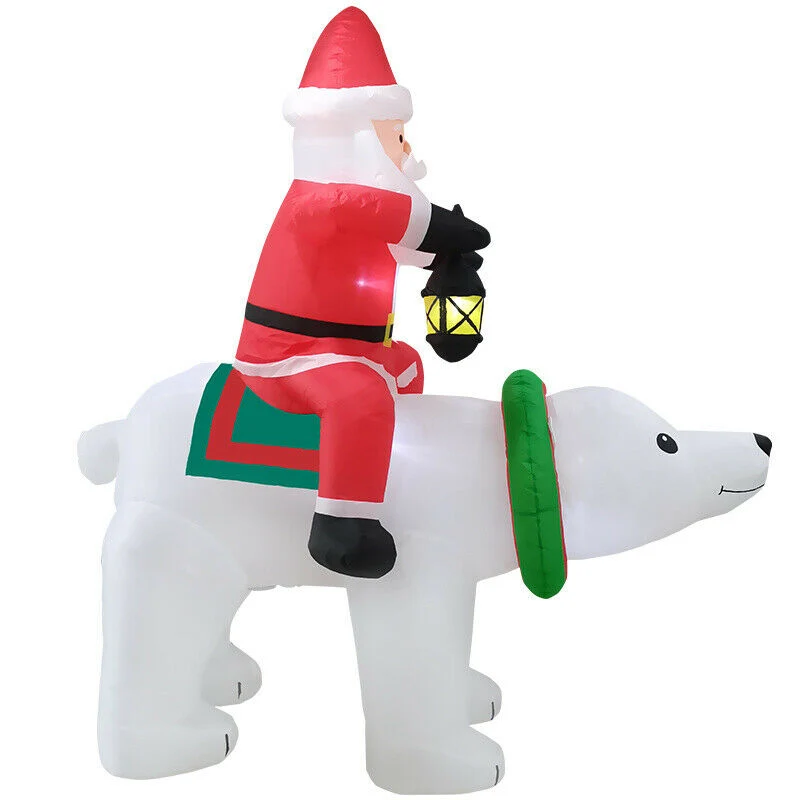 Functional Giant Inflatable Outdoor Christmas Blow Up Santa With Polar Bear 7 Ft Fashionable